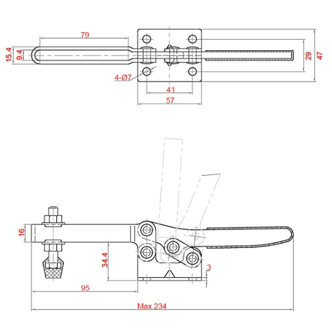 Vendita online Bloccaggio orizzontale base piatta braccio regolabile lungo 150 Kg.